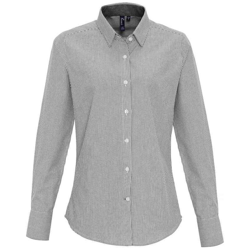 Premier Ladies Long Sleeve Striped Oxford Shirt
