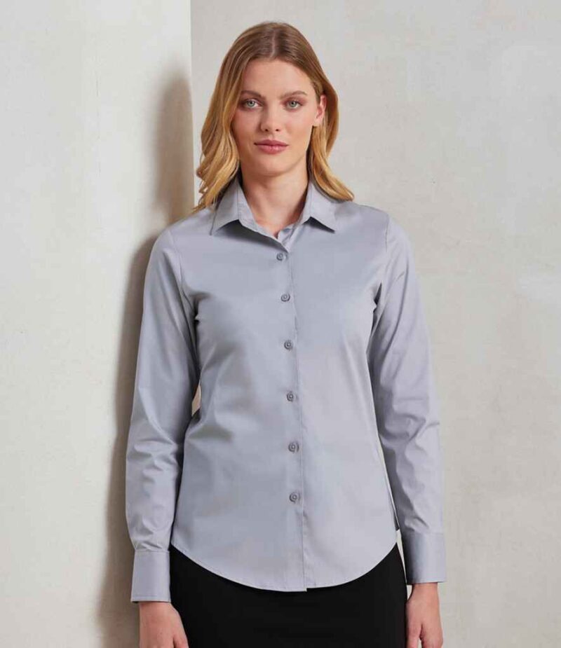 Premier Ladies Long Sleeve Stretch Fit Poplin Shirt