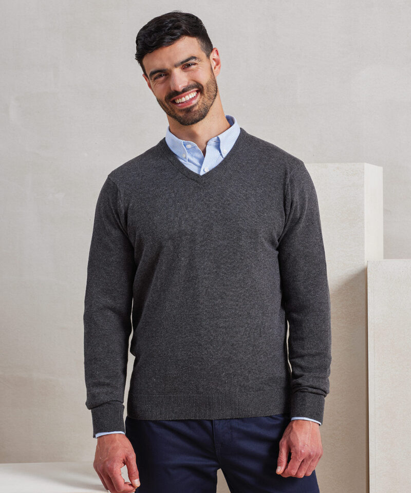 Premier Knitted Cotton Acrylic V Neck Sweater