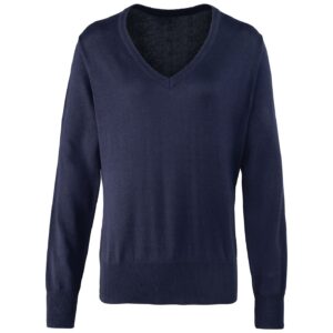 Premier Ladies Knitted Cotton Acrylic V Neck Sweater