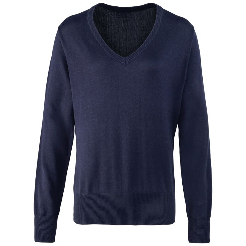 Premier Ladies Knitted Cotton Acrylic V Neck Sweater
