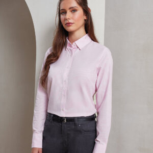 Premier Ladies Long Sleeve Striped Oxford Shirt
