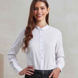 Premier Ladies Banded Collar Grandad Shirt