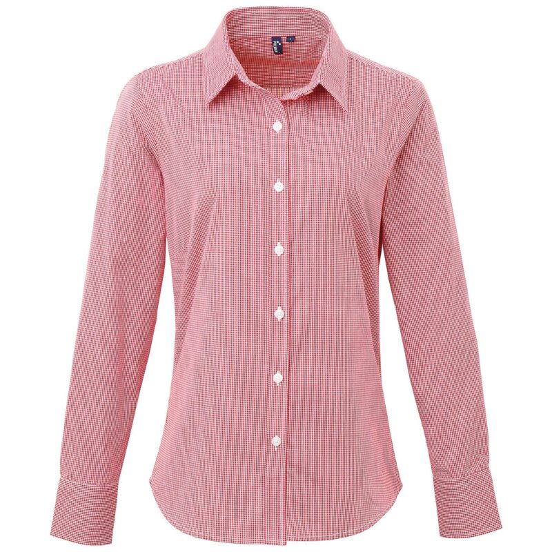 Premier Ladies Gingham Long Sleeve Shirt