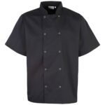 Premier Unisex Short Sleeve Stud Front Chef's Jacket