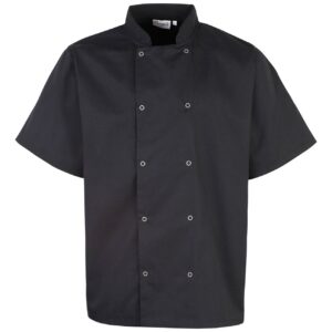 Premier Unisex Short Sleeve Stud Front Chef's Jacket