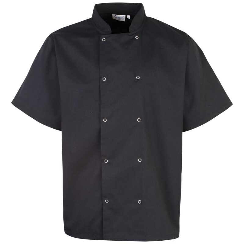 Premier Unisex Short Sleeve Stud Front Chef's Jacket