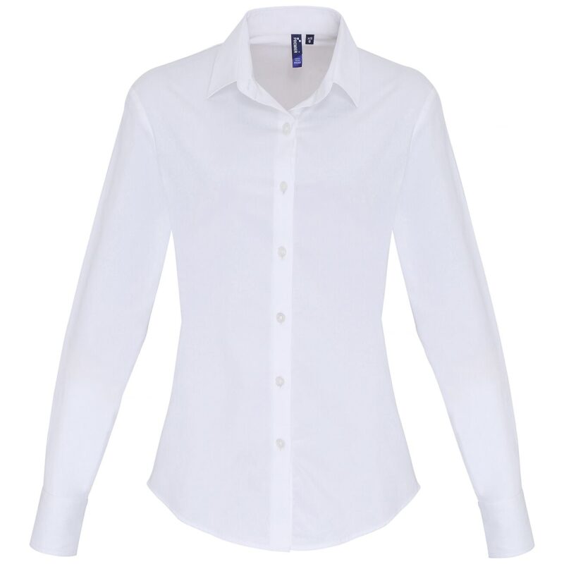 Premier Ladies Long Sleeve Stretch Fit Poplin Shirt