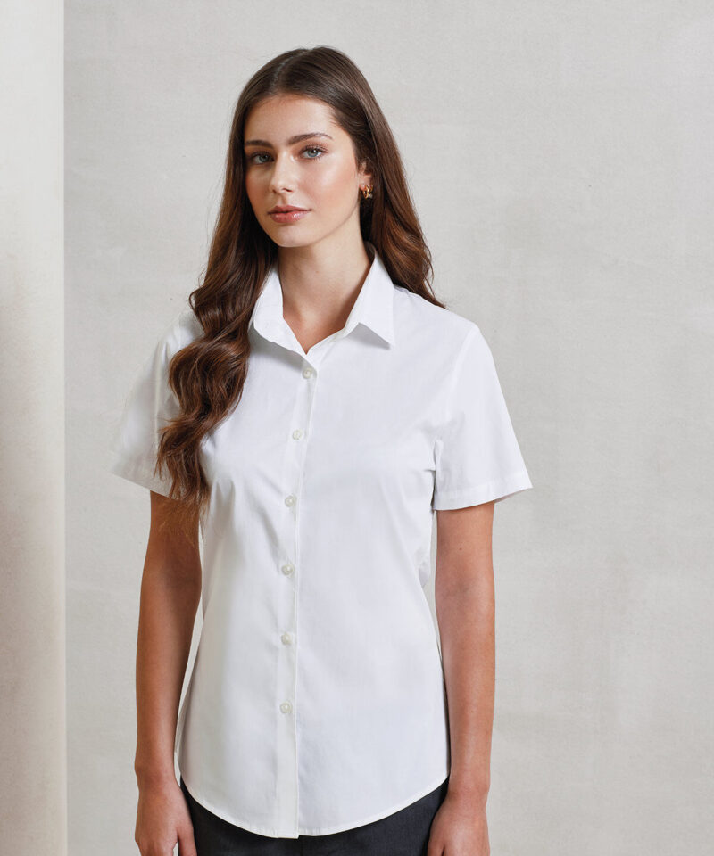Premier Ladies Short Sleeve Stretch Fit Poplin Shirt