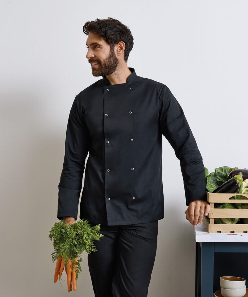 Premier Unisex Long Sleeve Stud Front Chef's Jacket