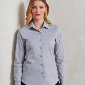Premier Ladies Long Sleeve Stretch Fit Poplin Shirt