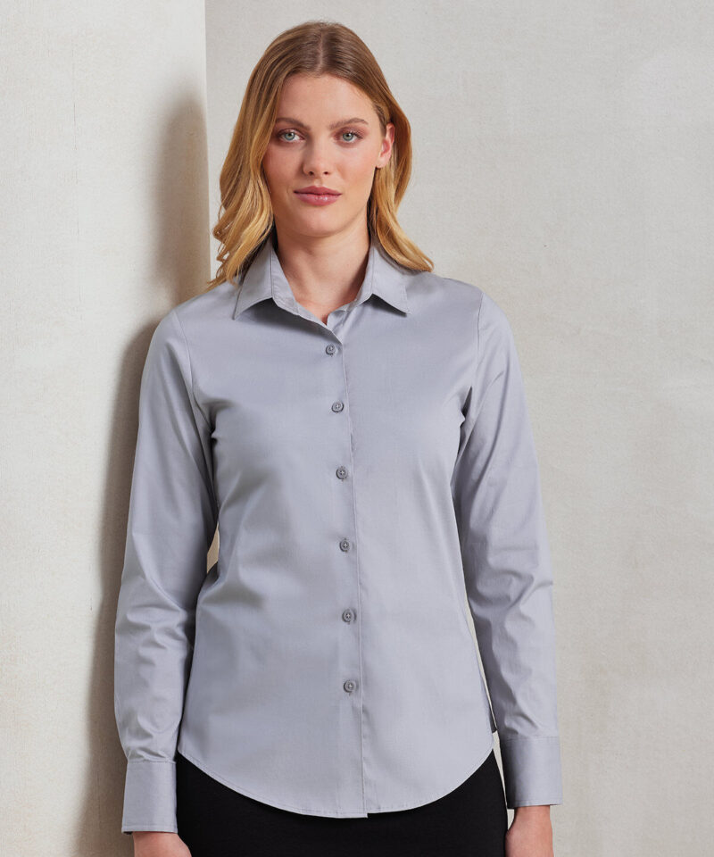 Premier Ladies Long Sleeve Stretch Fit Poplin Shirt