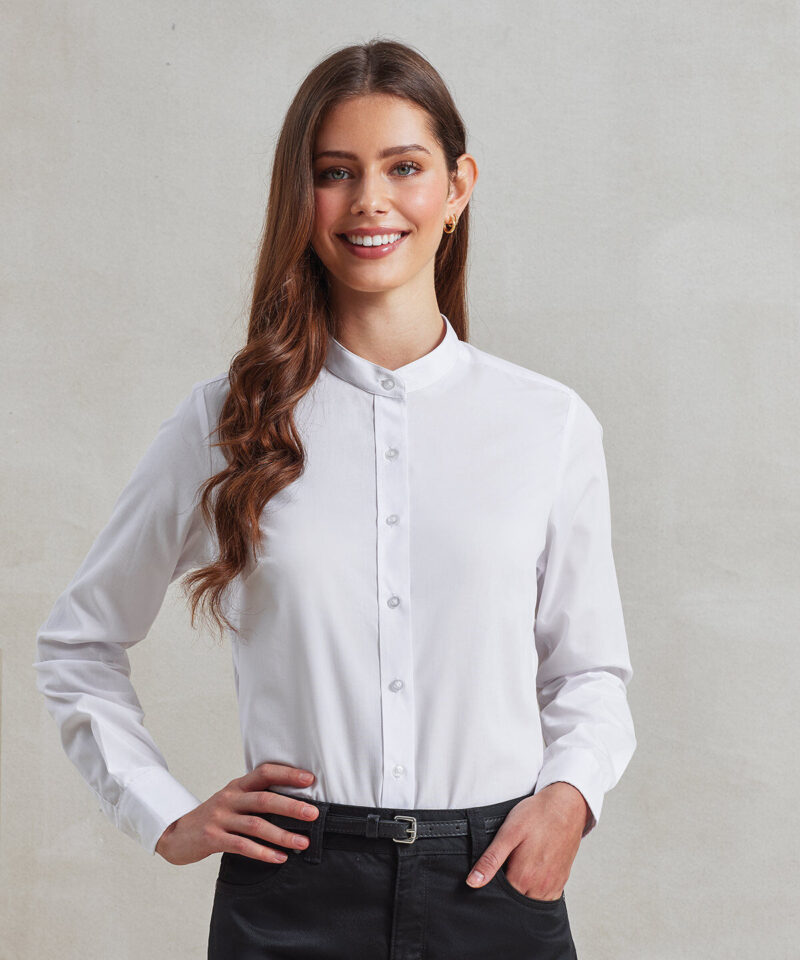 Premier Ladies Banded Collar Grandad Shirt