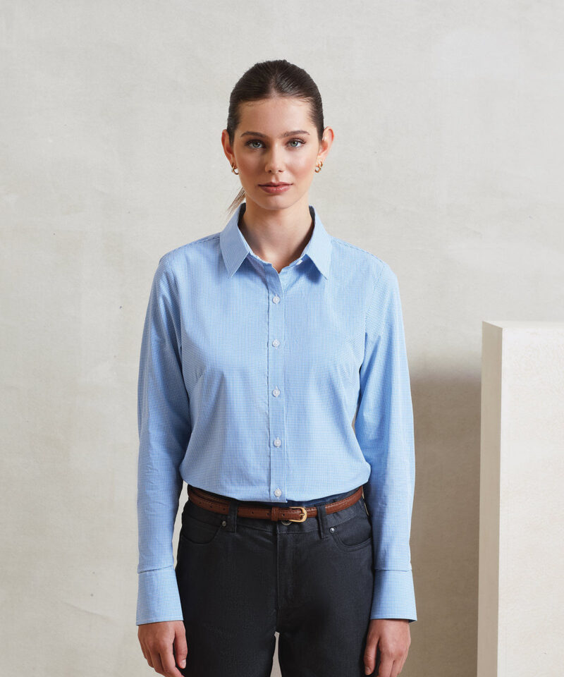 Premier Ladies Gingham Long Sleeve Shirt