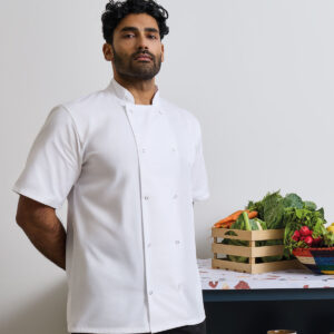Premier Unisex Short Sleeve Stud Front Chef's Jacket