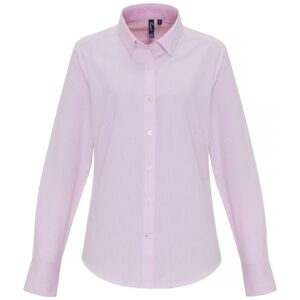 Premier Ladies Long Sleeve Striped Oxford Shirt
