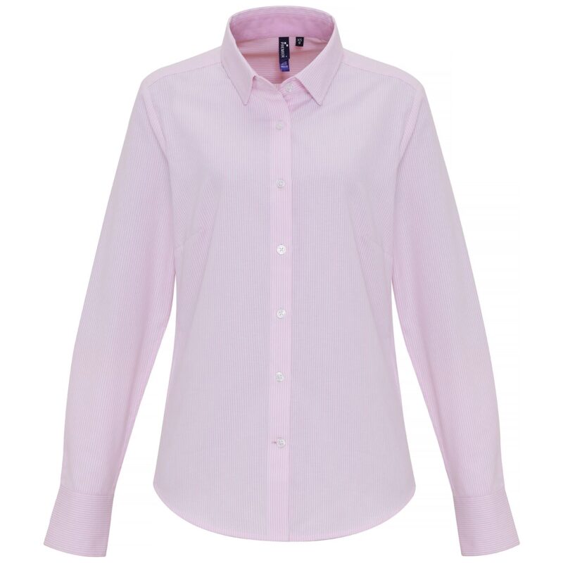 Premier Ladies Long Sleeve Striped Oxford Shirt