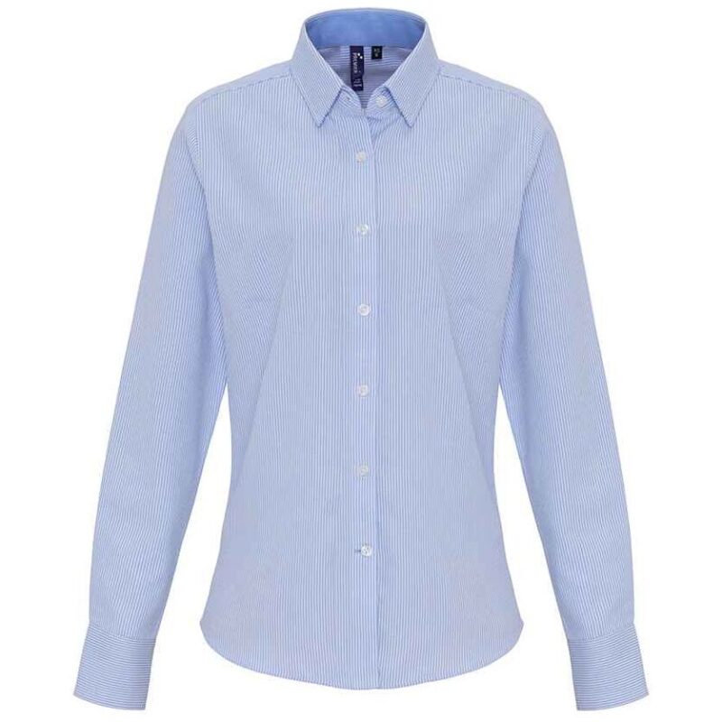 Premier Ladies Long Sleeve Striped Oxford Shirt