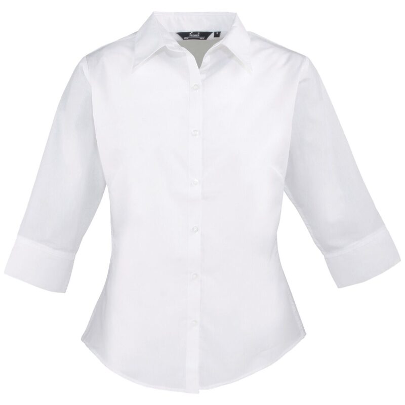 Premier Ladies 3/4 Sleeve Poplin Blouse