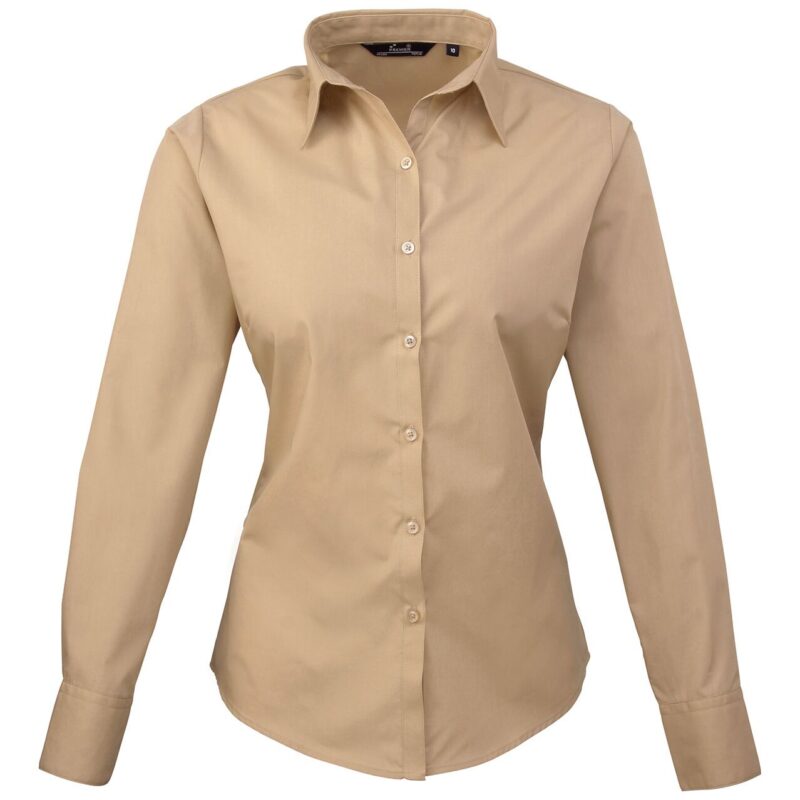 Premier Ladies Long Sleeve Poplin Blouse
