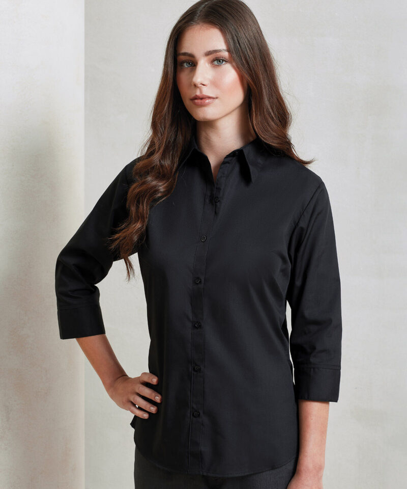 Premier Ladies 3/4 Sleeve Poplin Blouse