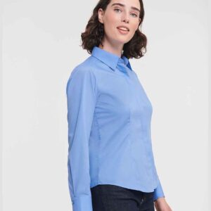 Russell Athletic Collection Ladies Long Sleeve Fitted Poplin Shirt