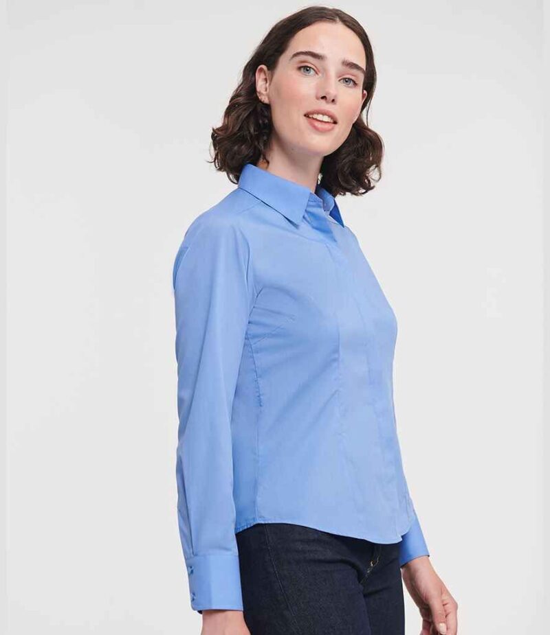 Russell Athletic Collection Ladies Long Sleeve Fitted Poplin Shirt