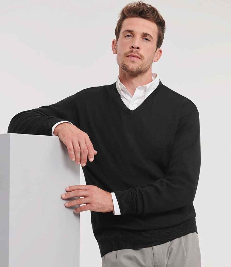 Russell Athletic Collection Cotton Acrylic V Neck Sweater