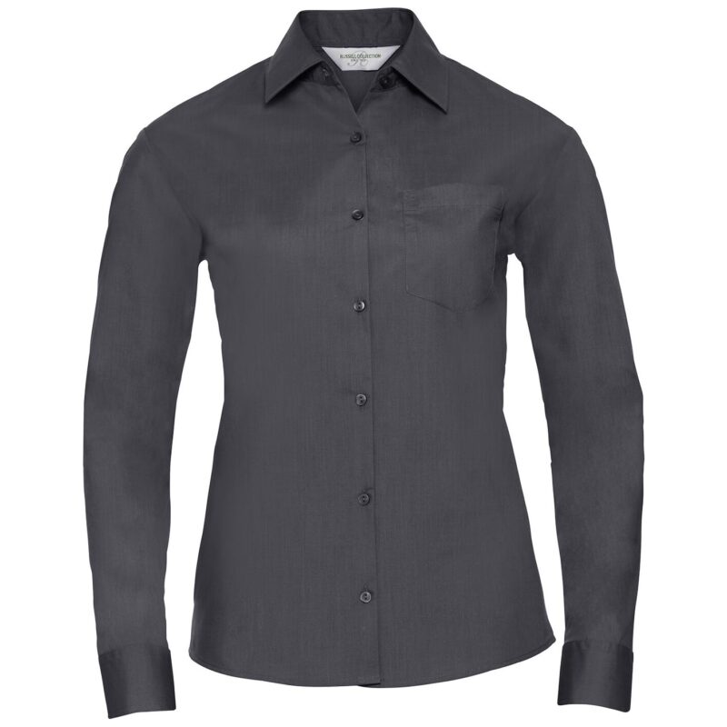 Russell Athletic Collection Ladies Long Sleeve Easy Care Poplin Shirt