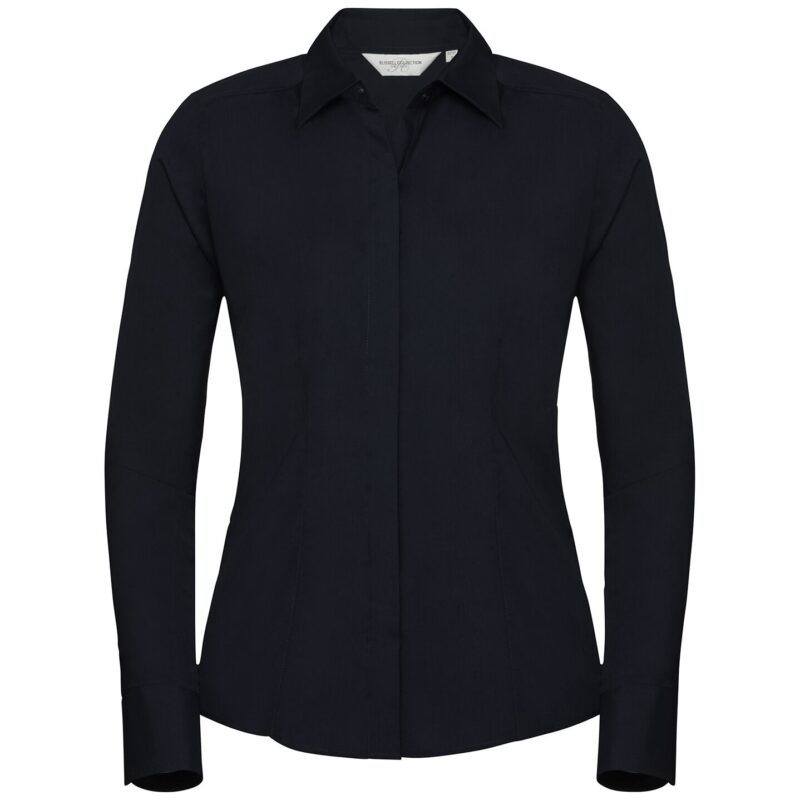 Russell Athletic Collection Ladies Long Sleeve Fitted Poplin Shirt
