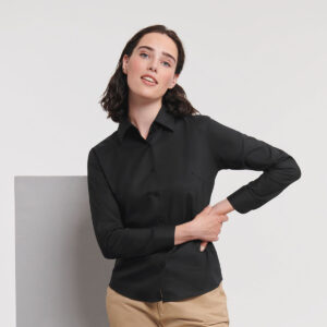 Russell Athletic Collection Ladies Long Sleeve Easy Care Oxford Shirt