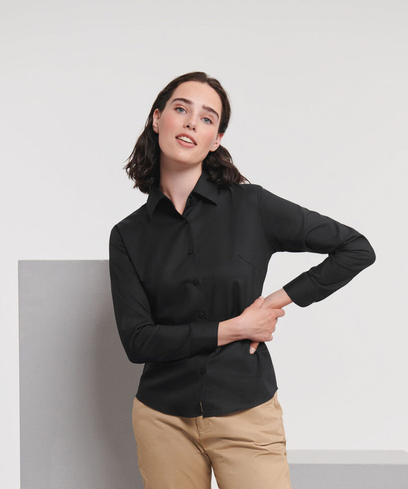 Russell Athletic Collection Ladies Long Sleeve Easy Care Oxford Shirt