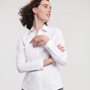 Russell Athletic Collection Ladies Long Sleeve Herringbone Shirt