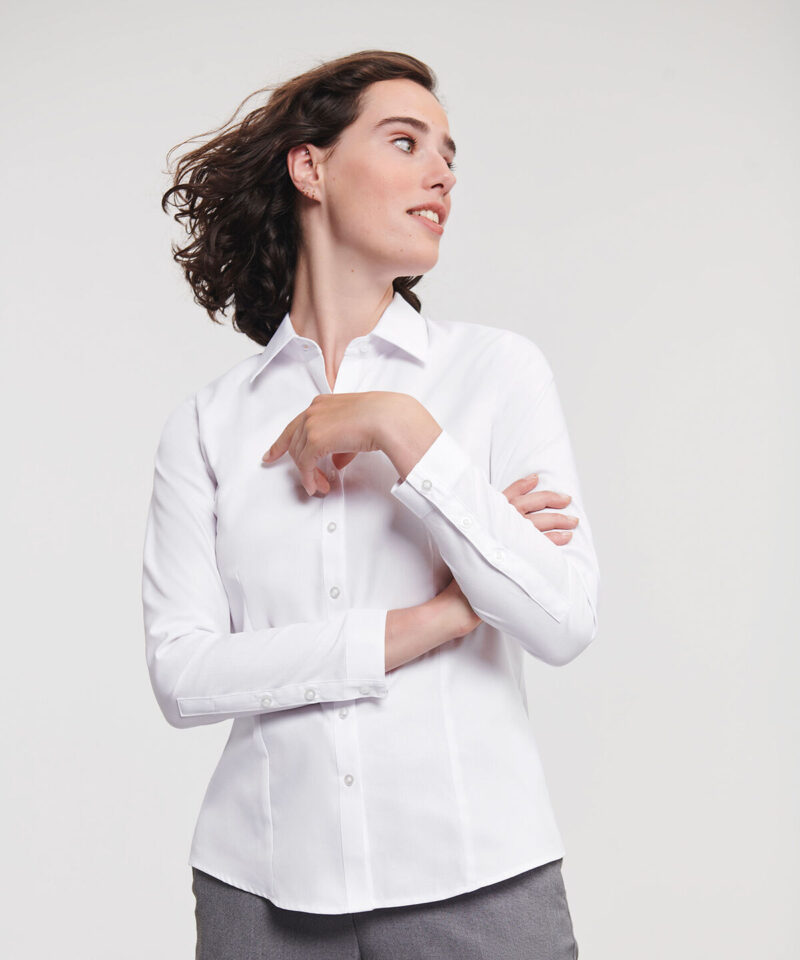 Russell Athletic Collection Ladies Long Sleeve Herringbone Shirt