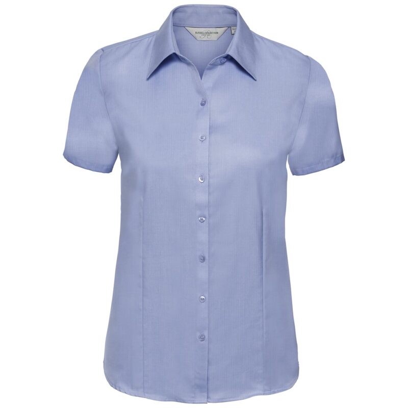 Russell Athletic Collection Ladies Short Sleeve Herringbone Shirt