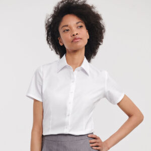 Russell Athletic Collection Ladies Short Sleeve Herringbone Shirt