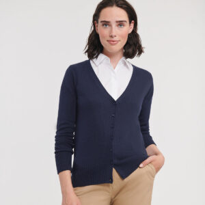 Russell Athletic Collection Ladies Cotton Acrylic V Neck Cardigan