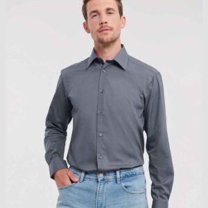 Russell Athletic Collection Long Sleeve Tailored Poplin Shirt