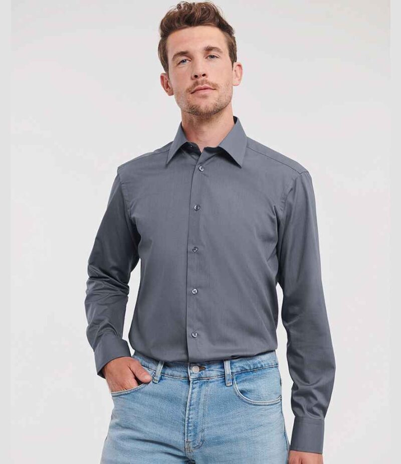 Russell Athletic Collection Long Sleeve Tailored Poplin Shirt