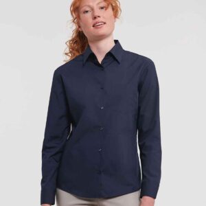 Russell Athletic Collection Ladies Long Sleeve Easy Care Poplin Shirt