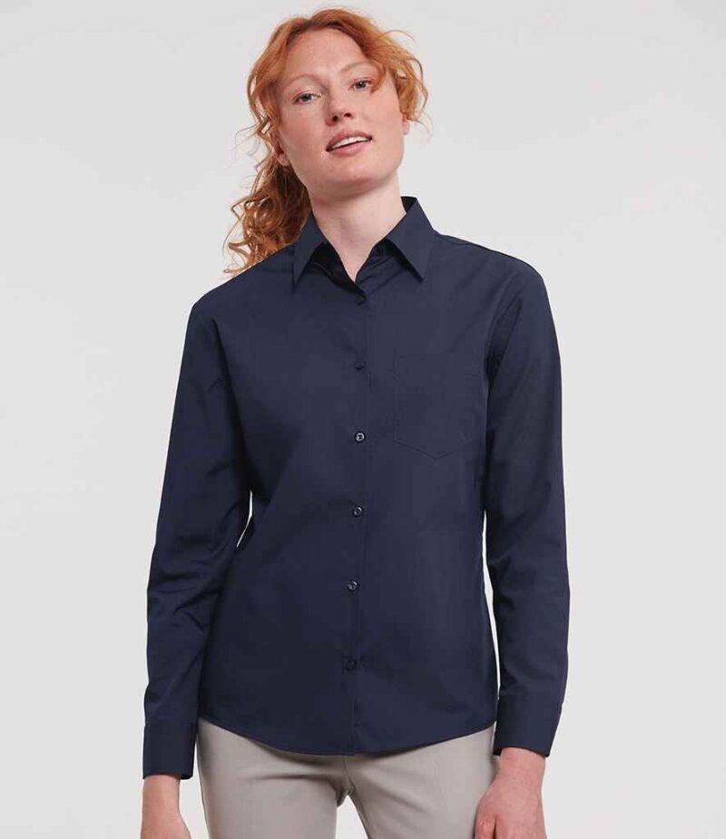 Russell Athletic Collection Ladies Long Sleeve Easy Care Poplin Shirt