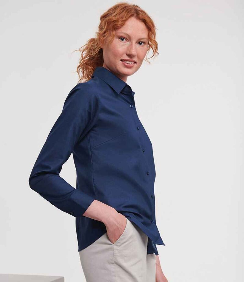 Russell Athletic Collection Ladies Long Sleeve Easy Care Oxford Shirt