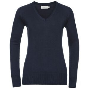 Russell Athletic Collection Ladies Cotton Acrylic V Neck Sweater