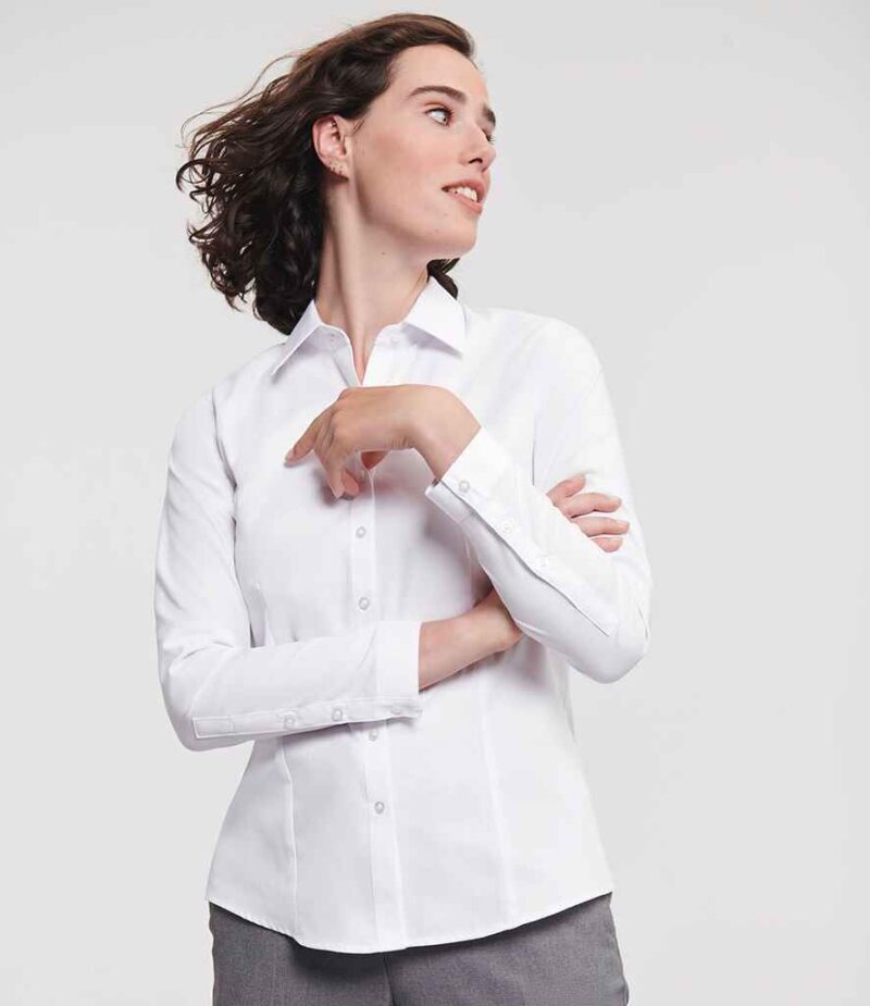 Russell Athletic Collection Ladies Long Sleeve Herringbone Shirt