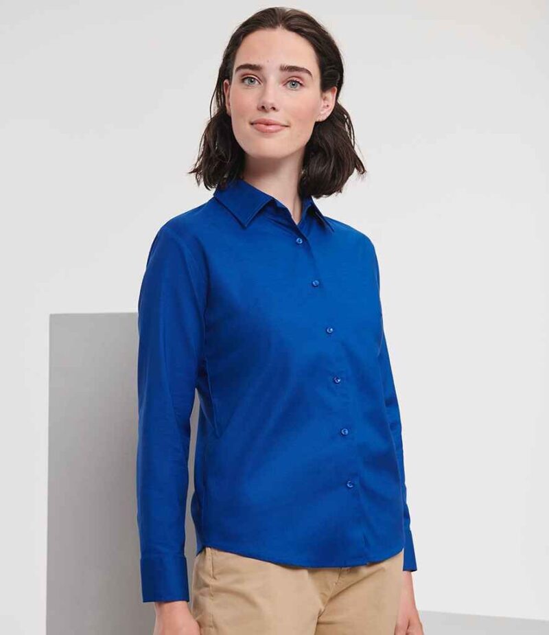 Russell Athletic Collection Ladies Long Sleeve Easy Care Oxford Shirt