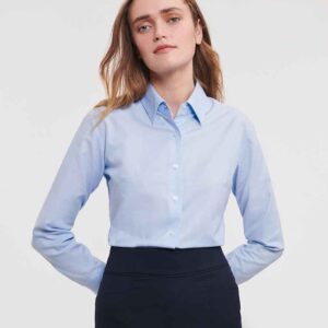 Russell Athletic Collection Ladies Long Sleeve Easy Care Oxford Shirt