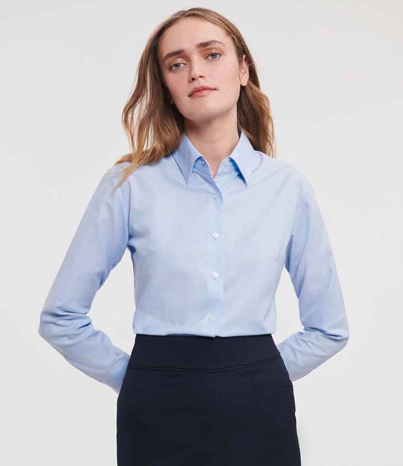 Russell Athletic Collection Ladies Long Sleeve Easy Care Oxford Shirt