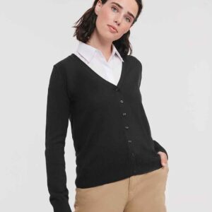 Russell Athletic Collection Ladies Cotton Acrylic V Neck Cardigan