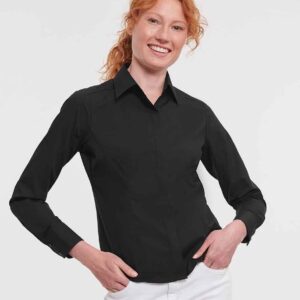 Russell Athletic Collection Ladies Long Sleeve Fitted Poplin Shirt