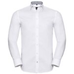 Russell Athletic Collection Long Sleeve Contrast Herringbone Shirt
